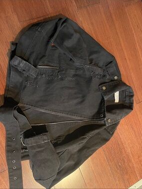 Cisco Black Distressed Belted Jacket